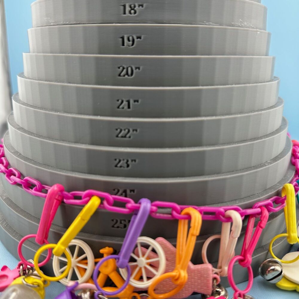 1980s Vintage Bell Clip Charm Necklace 19 Plastic Charms Pink Chain Retro Kid - Picture 14 of 14